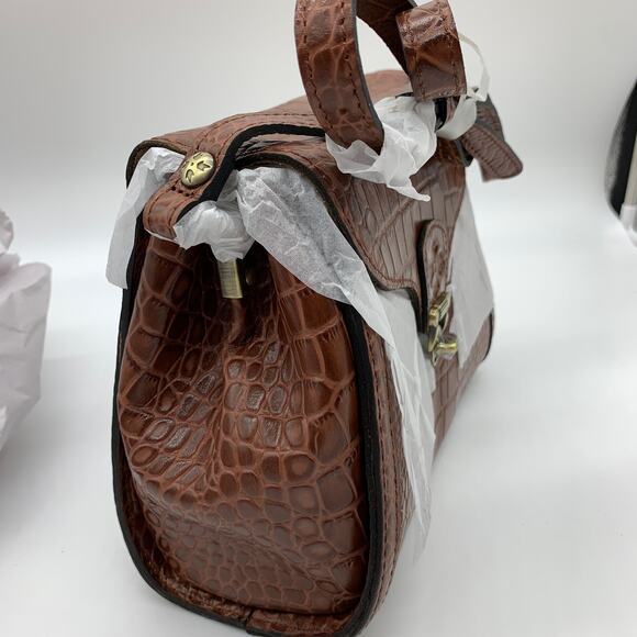 Patricia Nash Crossbody Leather Ashmore Satchel British Tan Croco Purse - Picture 5 of 11